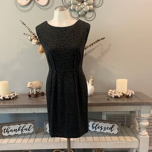 LOFT Black Sleeveless Textured Sheath Dress